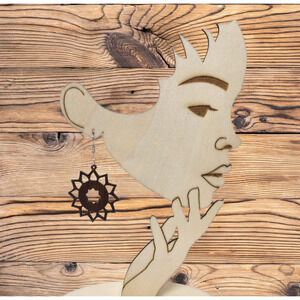 Sunflower Handcrafted Wood Mandala Hook Earrings - Laser Cut - 1 Pair -